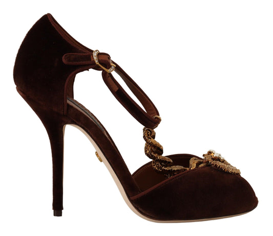 Dolce & Gabbana Brown Coppar Devotion Heart Sandals Shoes