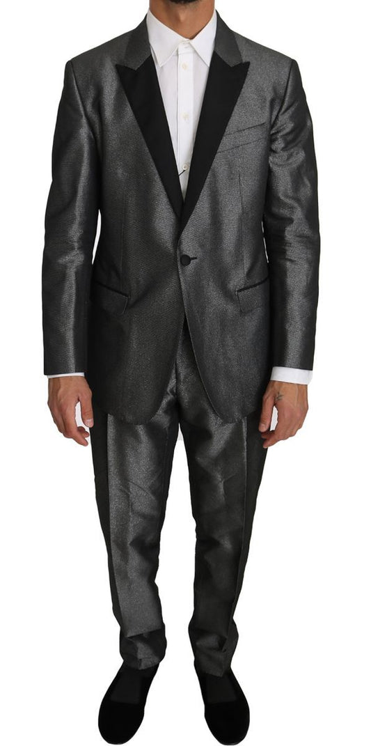 Dolce & Gabbana Gray Patterned MARTINI 2 Piece Suit