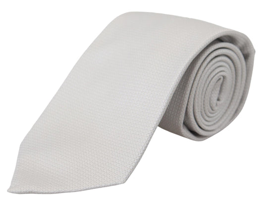 Dolce & Gabbana Off White Silk Patterned Narrow Mens Necktie Tie