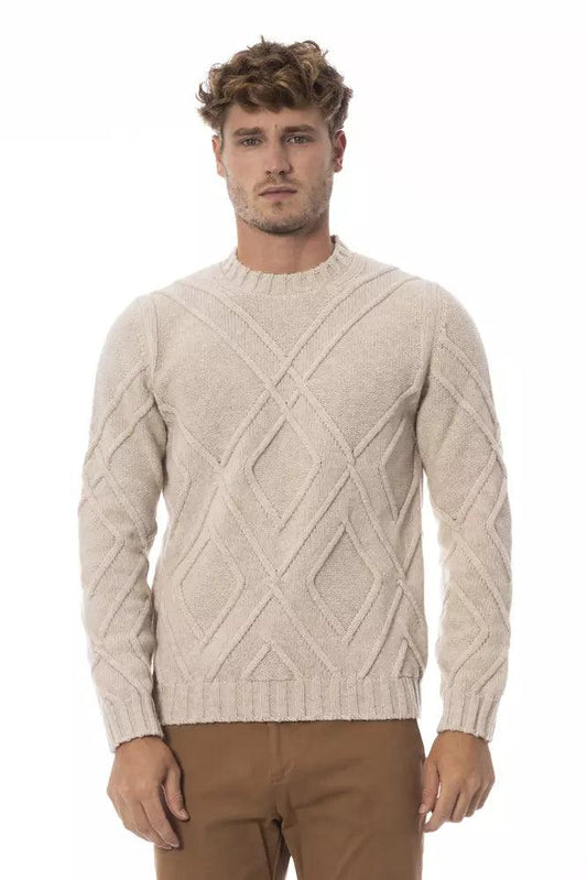 Alpha Studio Beige Merino Wool Sweater