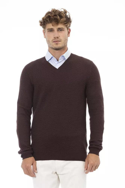 Alpha Studio Brown Merino Wool Sweater