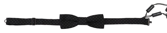 Dolce & Gabbana Black Pattern Silk Adjustable Neck Papillon Bow Tie