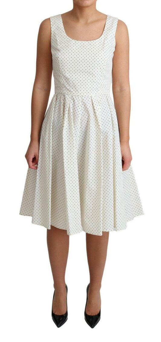 Dolce & Gabbana White Polka Dotted Cotton A-Line Dress